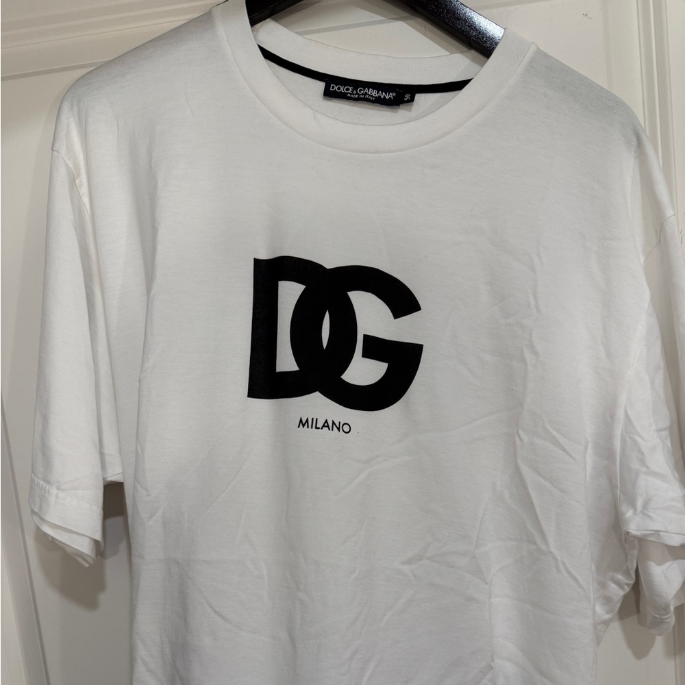 Dolce & Gabbana White T-Shirt with Black Logo